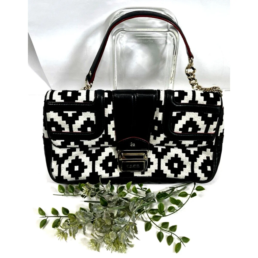 L.A.M.B Gwen‎ Stefani Black White Chain Shoulder Clutch Bag Edinburgh McGregor